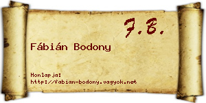 Fábián Bodony névjegykártya